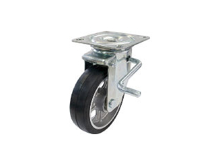 YUEI CASTER ユーエイ 新型プレスキャスター右S付自在車 200径アルミホイルゴム車輪 PMS-200AWLB(R)