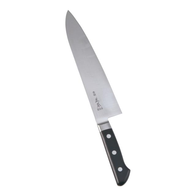 MASAMOTO 正本総本店 【正本】ハイパーモリブデン鋼　ツバ付牛刀／（両刃）２４cm