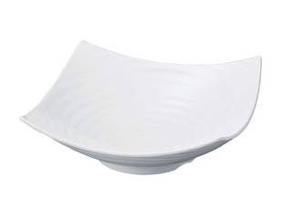 WAKAIZUMI 若泉漆器 ニューホワイト　ロクロ目四方上り盛鉢　35cm