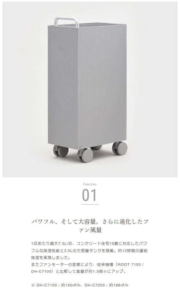 cado カドー DH-C7200-CG コンプレッサー式除湿機 ROOT 7200 クール