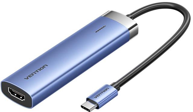 VENTION ヴェンション USB-C 5-in-1 マルチドッキングステーション PD100W / 4K@30Hz対応 0.15m ブルーグレー TG-0743