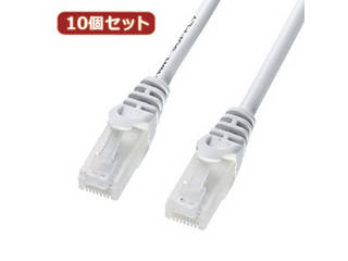 サンワサプライ 【10個セット】サンワサプライ ツメ折れ防止CAT5eLANケーブル LA-Y5TS-10X10