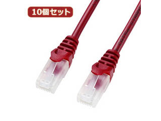 サンワサプライ 【10個セット】サンワサプライ ツメ折れ防止CAT5eLANケーブル LA-Y5TS-05RX10