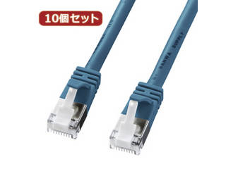 サンワサプライ 【10個セット】サンワサプライ ツメ折れ防止カテゴリ5eSTPLANケーブル KB-STPTS-03BLX10