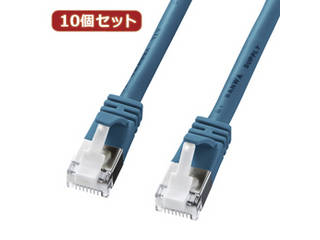 サンワサプライ 【10個セット】サンワサプライ ツメ折れ防止カテゴリ5eSTPLANケーブル KB-STPTS-05BLX10