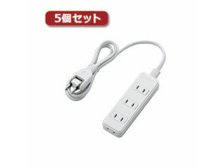 エレコム 【5個セット】エレコム ほこりシャッター付き電源タップ T-ST02-22410WH T-ST02-22410WHX5
