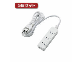 エレコム 【5個セット】エレコム ほこりシャッター付き電源タップ T-ST02-22430WH T-ST02-22430WHX5