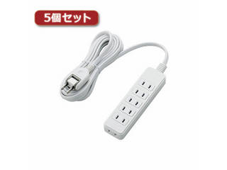 エレコム 【5個セット】エレコム 電源タップ T-S02-2630WH T-S02-2630WHX5 電源タップ・延長コード