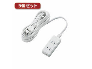 エレコム 【5個セット】エレコム ほこりシャッター付き電源タップ T-ST02-22350WH T-ST02-22350WHX5