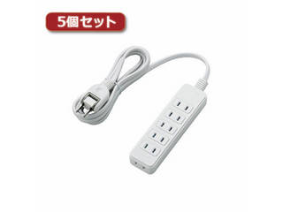 エレコム 【5個セット】エレコム ほこりシャッター付き電源タップ T-ST02-22620WH T-ST02-22620WHX5