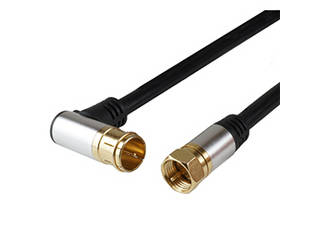 HORIC 5個セット HORIC アンテナケーブル 5m ブラック アルミヘッド L字差込式/ネジ式コネクタ AC50-390BKX5