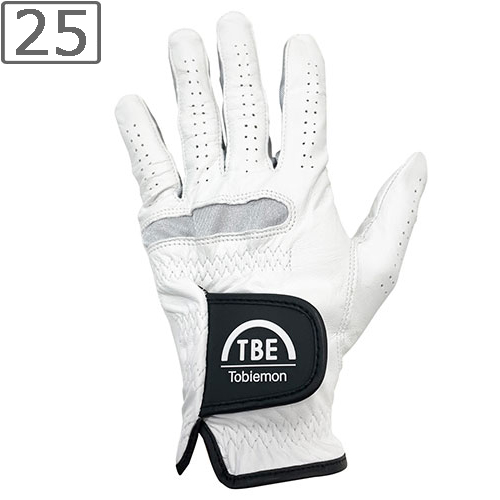 TOBIEMON 【6個セット】 TOBIEMON ゴルフグローブ ホワイトライン 左手用 【サイズ25】 T-GV25X6