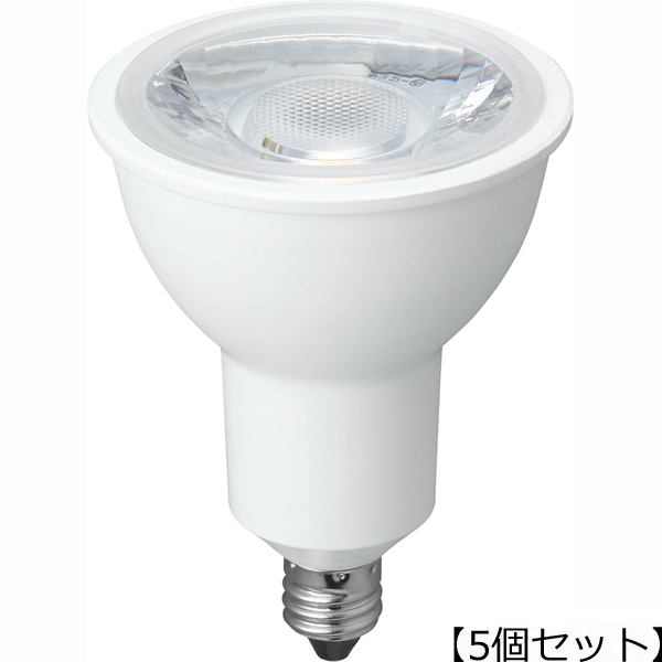 YAZAWA 【5個セット】YAZAWA ハロゲン形LED 広角 電球色 調光対応 LDR7LWE11D2X5