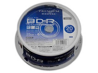 HIDISC 10個セット HIDISC BD-R 1回録画 6倍速 25GB 20枚 スピンドルケース HDVBR25RP20SPX10