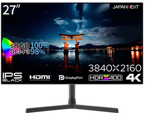 JAPANNEXT ジャパンネクスト 4K対応 27型ワイド液晶ディスプレイ スピーカー 2年保証 JN-27IPSB4FLUHDR ブラック