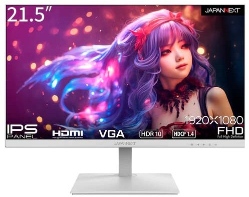 JAPANNEXT ジャパンネクスト フルHD対応 21.5型液晶ディスプレイ/HDMI×1、VGA×1/ホワイト/スピーカー/2年保証 JN-IPS215FHDR-W