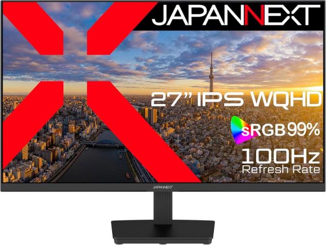 JAPANNEXT ジャパンネクスト WQHD対応 27インチワイド液晶ディスプレイ(IPS/DP/HDMIx2/スピーカー/チルト/非光沢) JN-IPS273WQHD