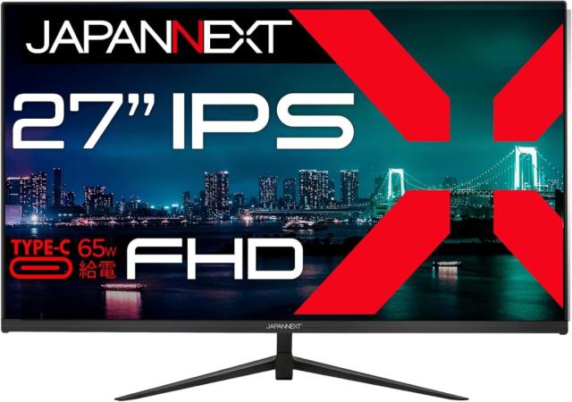 JAPANNEXT ジャパンネクスト フルHD対応 27型液晶ディスプレイ(IPS/HDMI/Type-C 65W給電/スピーカー/チルト/非光沢) JN-IPS27FHD-C65W