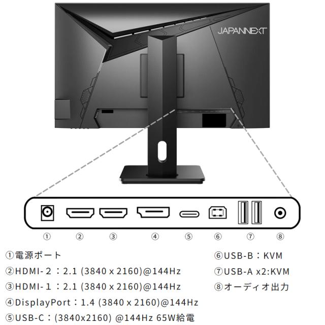 JAPANNEXT ジャパンネクスト 4K対応28型ゲーミングモニター(IPS/144Hz/Type-C65W給電/スピーカー/2年保証) JN-IPS28G144U-HSPC6_4
