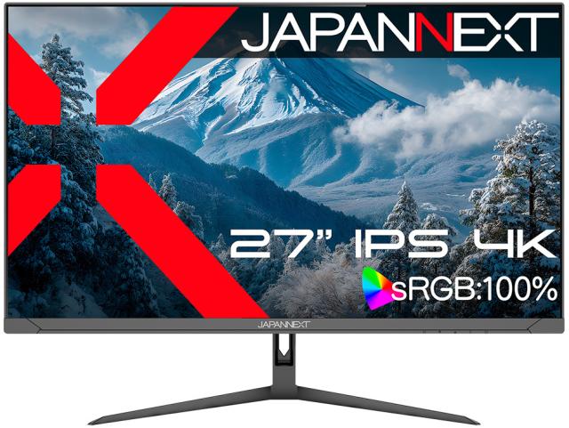 JAPANNEXT ジャパンネクスト IPSパネル採用 4K対応 27型液晶ディスプレイ/HDMI×2、DP×1/ブラック/スピーカー/2年保証 JN-IPS27U