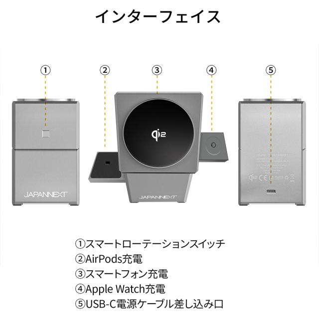 JAPANNEXT ジャパンネクスト チャージャー 2年保証 JN-CG-15SQ3N1 シルバー_3