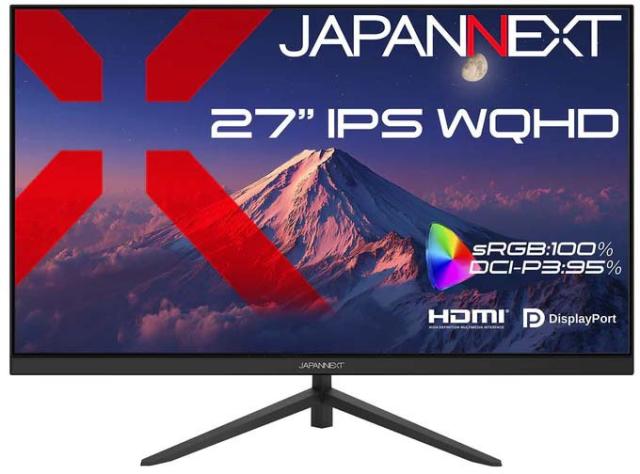 JAPANNEXT ジャパンネクスト WQHD対応 27型液晶ディスプレイ/HDMI×1、DP×1/ブラック/スピーカー/2年保証 JN-i27Q2