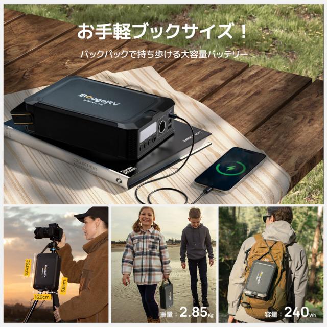 ISSYZONE JAPAN BougeRV ポータブル電源 240Wh JuiceGo ACアダプタ付属 リン酸鉄リチウムイオン電池 SYZ-240J_2