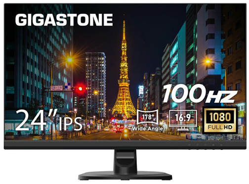 Gigastone フルHD対応 23.8型液晶モニター/ブラック/スピーカー/IPS/ブルーライト軽減/フレームレス GJLM-24FF51-240