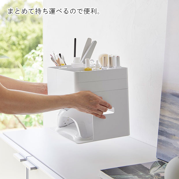 ネイル用品収納　焦げ茶とシルバーのキャビネット ネイルライト&ジェルネイル用品収納ケース タワー ブラック