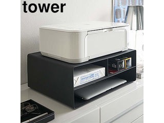 YAMAZAKI 山崎実業 ツーウェイプリンター収納ラック　タワー　ブラック tower