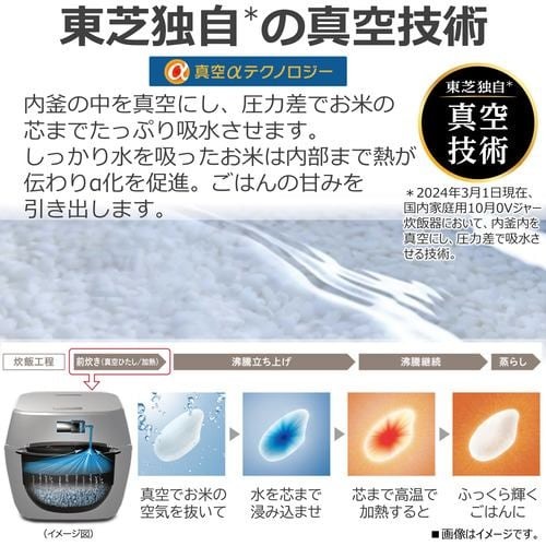 TOSHIBA 東芝 RC-10MGW(W)真空圧力ＩＨ炊飯器 炎 匠炊き 5.5合炊き グランホワイト_6