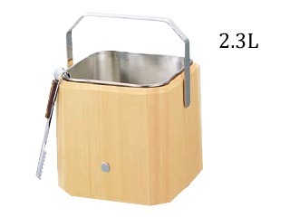 Total Kitchen Goods PAI-99　白木アイスペール W-706 〔2.3L〕（ステンレス仲子・トング付）