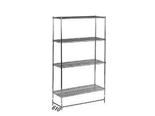 【代引不可】ＴＫＧワイヤーシェルフセット／Ｓ２４６０Ｃ×Ｐ６３Ｃ×４段　の通販は 45,672円