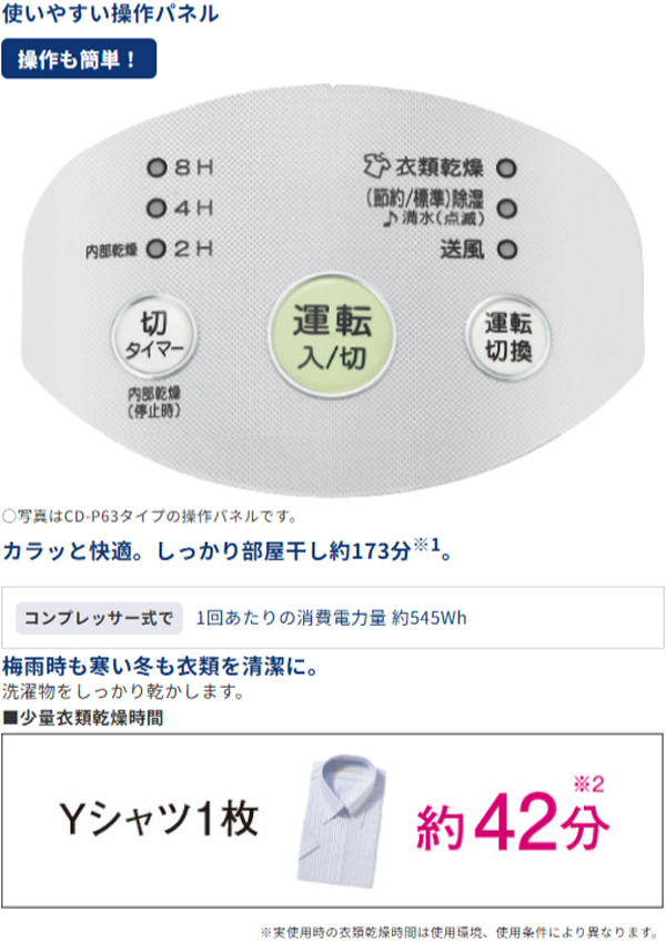 CORONA コロナ CD-P6325(W)コンプレッサー式衣類乾燥除湿機 Pシリーズ