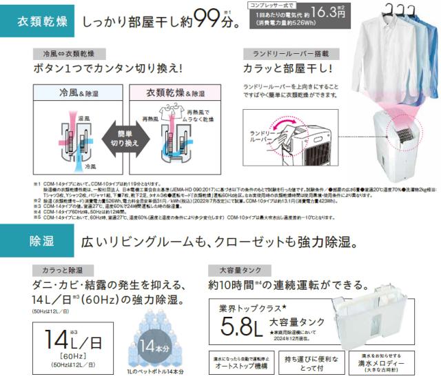 CORONA コロナ 冷風・衣類乾燥除湿機 どこでもクーラー CDM-1425 W