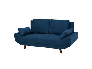 HAGIHARA ハギハラ メーカー直送代引不可 アームレスソファ 2人掛 ファブリック ミニクッション2個付き ネイビー ブライト2P-NVの通販は