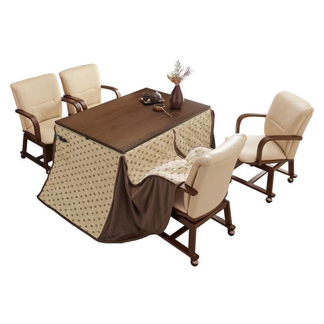 萩原 ハギハラ ダイニングこたつ6点セット 幅120cm ハイタイプ ブラウン シェルタK120H6S