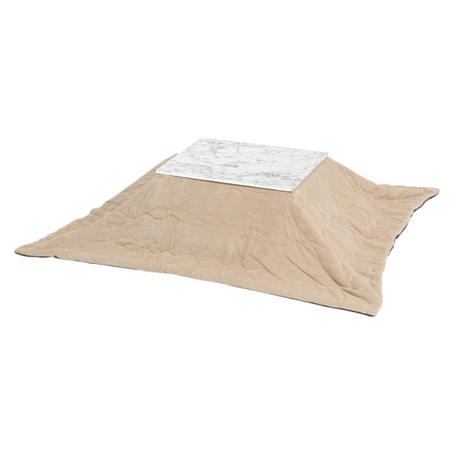 萩原 ハギハラ こたつ＋うす掛け布団 2点セット(マーブルホワイト/ベージュ) 幅75×奥行60cm　アルラ7560MWH+ビケ7560BE