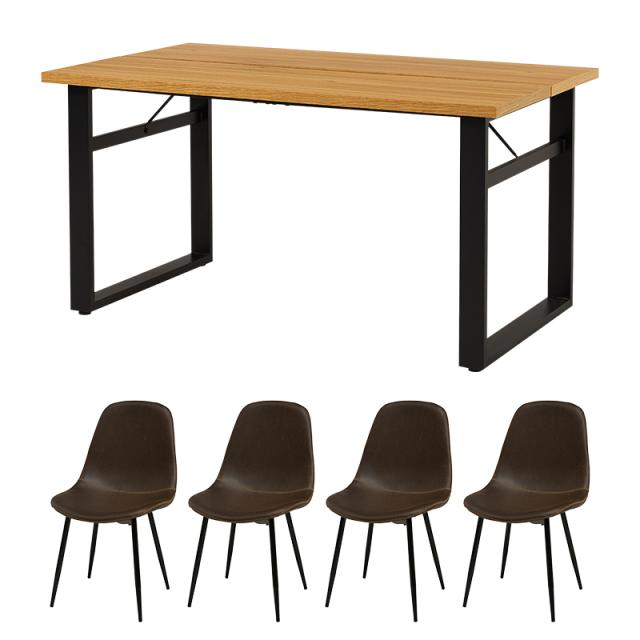 HAGIHARA ハギハラ ダイニング5点セット テーブル/ナチュラル・チェア/ダークブラウン　LT-4771NA-34DBR-5Sの通販は