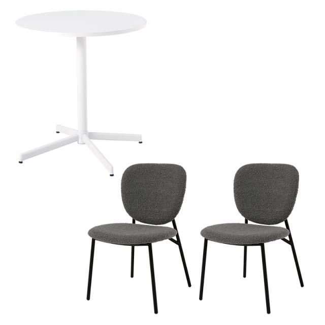萩原 ハギハラ テーブル＆チェア３点セット ダークグレー LT-4931WH-48DGY-3S