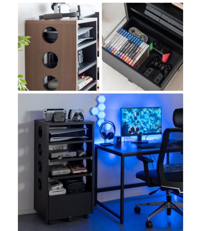 MIYATAKE 宮武製作所 REGABO レガボ ゲーム機ラック ブラウン×ブラック GRK-002BRBK