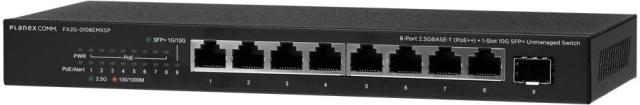 PLANEX プラネックスコミュニケーションズ 8ポート 2.5GBASE-T (PoE++) + 1スロット 10G SFP+ アンマネージドスイッチ FX2G-0108EMXSP