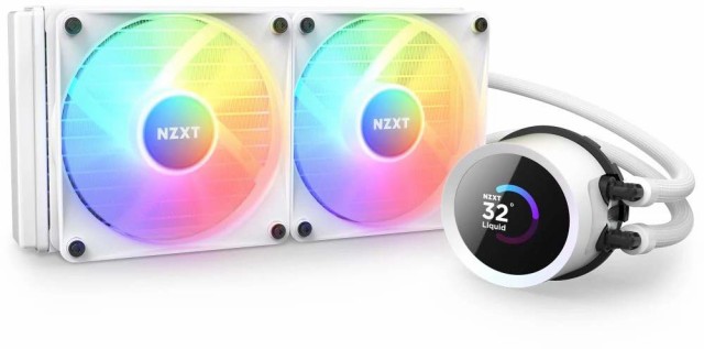 NZXT 液晶搭載水冷CPUクーラー 発光ファン KRAKEN RGB 240 240mm ホワイト RL-KR240-W1