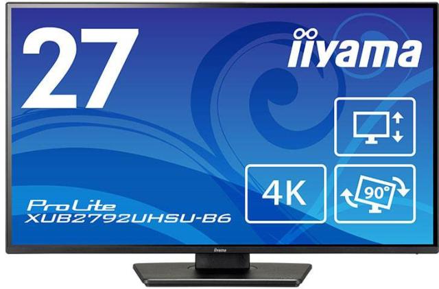 iiyama 飯山 4K対応 27型液晶ディスプレイ/ブラック/スピーカー/IPS/昇降/回転 XUB2792UHSU-B6_1