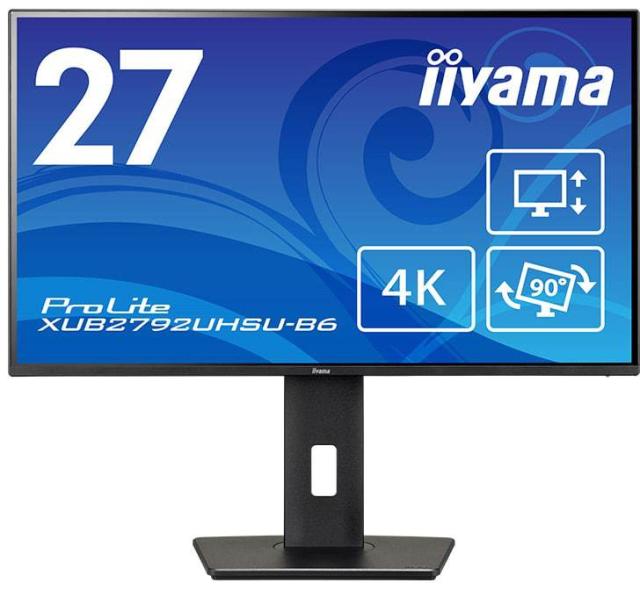iiyama 飯山 4K対応 27型液晶ディスプレイ/ブラック/スピーカー/IPS/昇降/回転 XUB2792UHSU-B6
