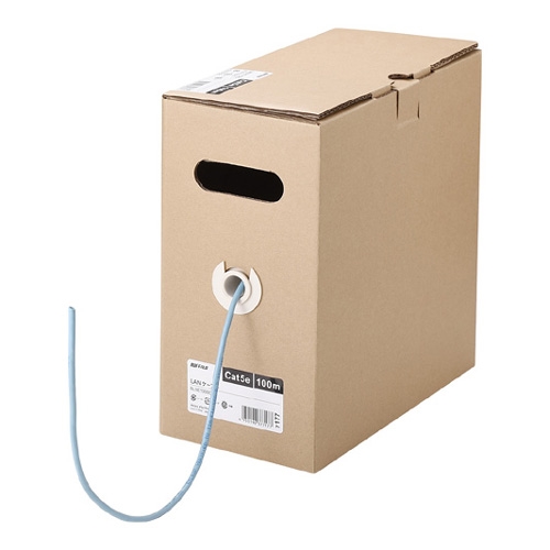BUFFALO バッファロー Cat5e LANケーブル 100m 単線 ライトブルー BL5E1000LB
