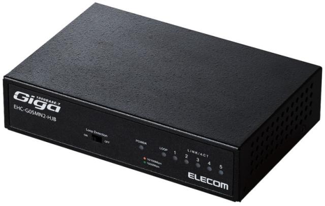 ELECOM エレコム Giga対応スイッチングHub/5ポート/金属筐体/磁石付き/電源内蔵モデル/ブラック EHC-G05MN2-HJBの通販は 5,146円