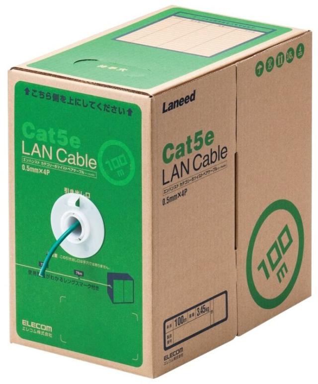 ELECOM エレコム RoHS対応LANケーブル/CAT5E/100m/グリーン/簡易パッケージ LD-CT2/DG100/RS