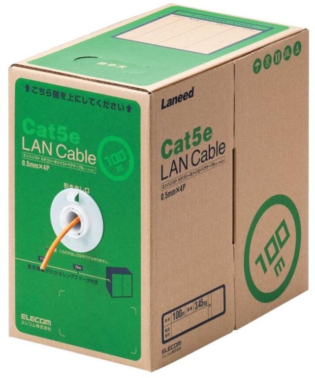 ELECOM エレコム RoHS対応LANケーブル/CAT5E/100m/オレンジ/簡易パッケージ LD-CT2/DR100/RS