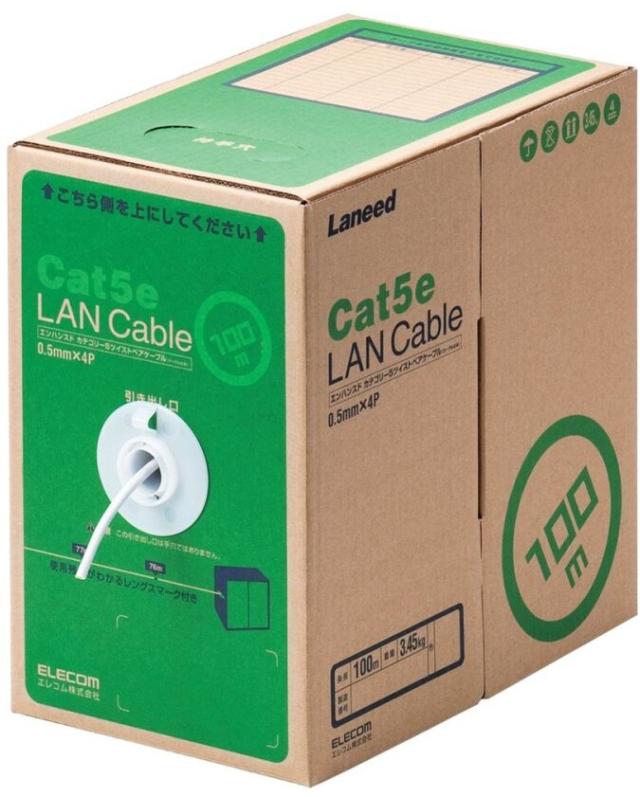 ELECOM エレコム RoHS対応LANケーブル/CAT5E/100m/ホワイト/簡易パッケージ LD-CT2/WH100/RS